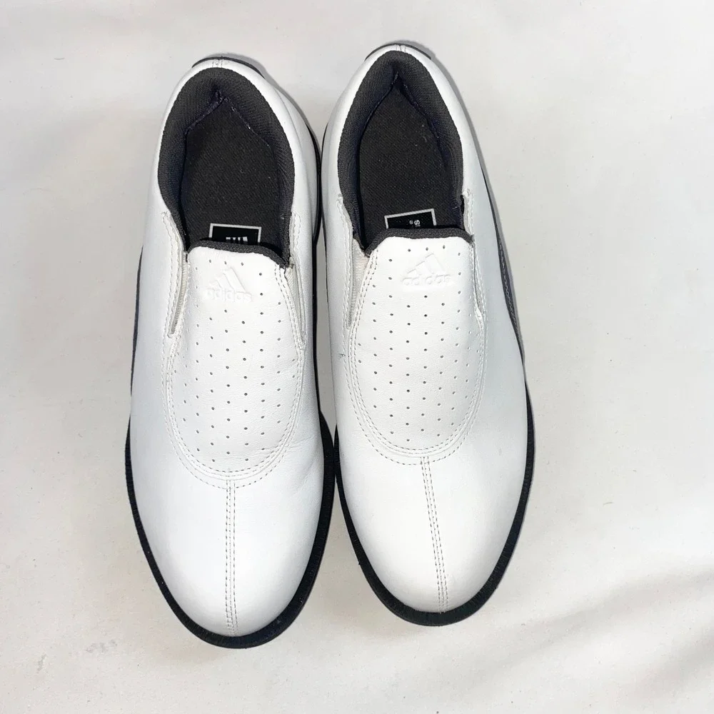 Adidas Slip On Golf Shoes White Grey Cleated Leather 679281‎ Womens Size 6
